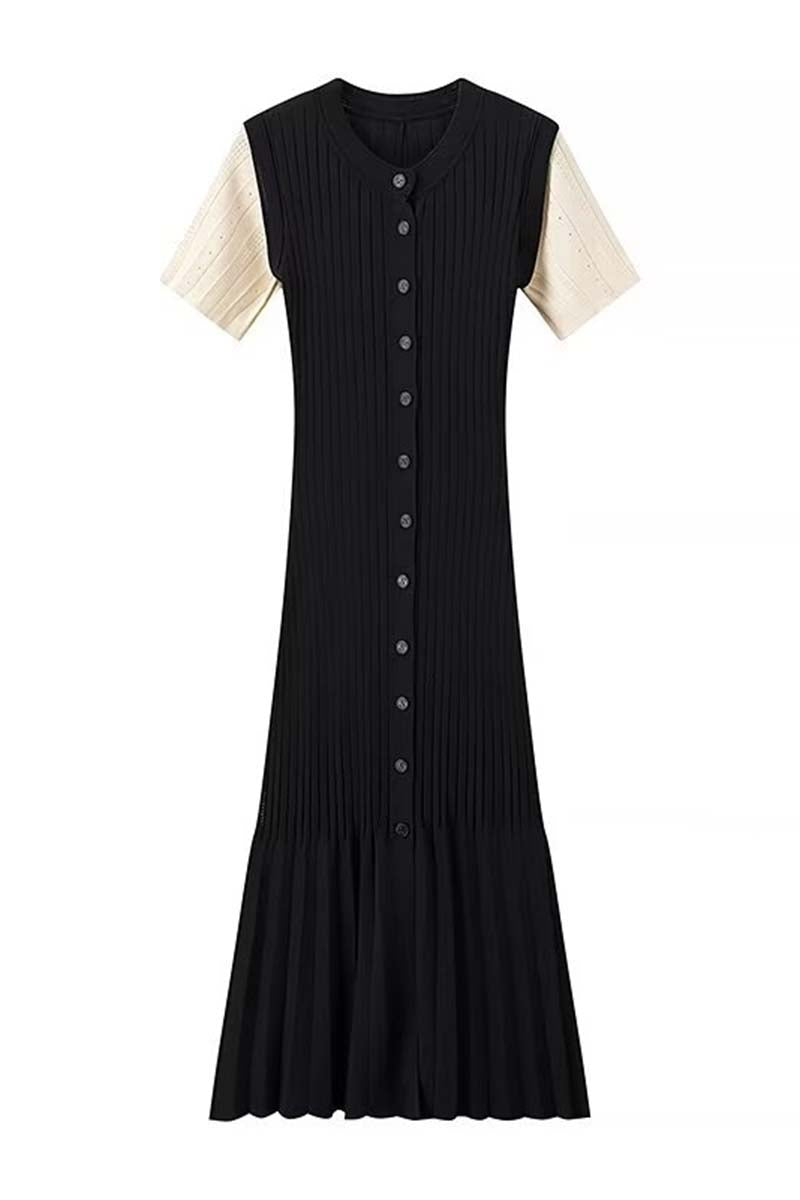 Casual Knit Button-Front Maxi Dress