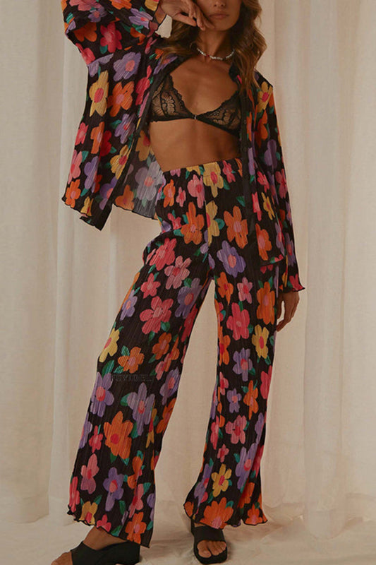 Floral Print Top and Pants Set