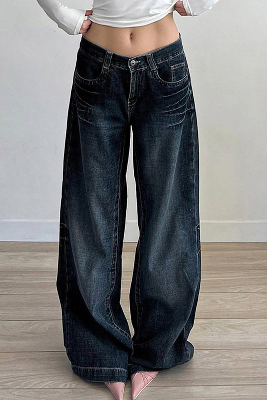 Wide-Leg Denim Pants