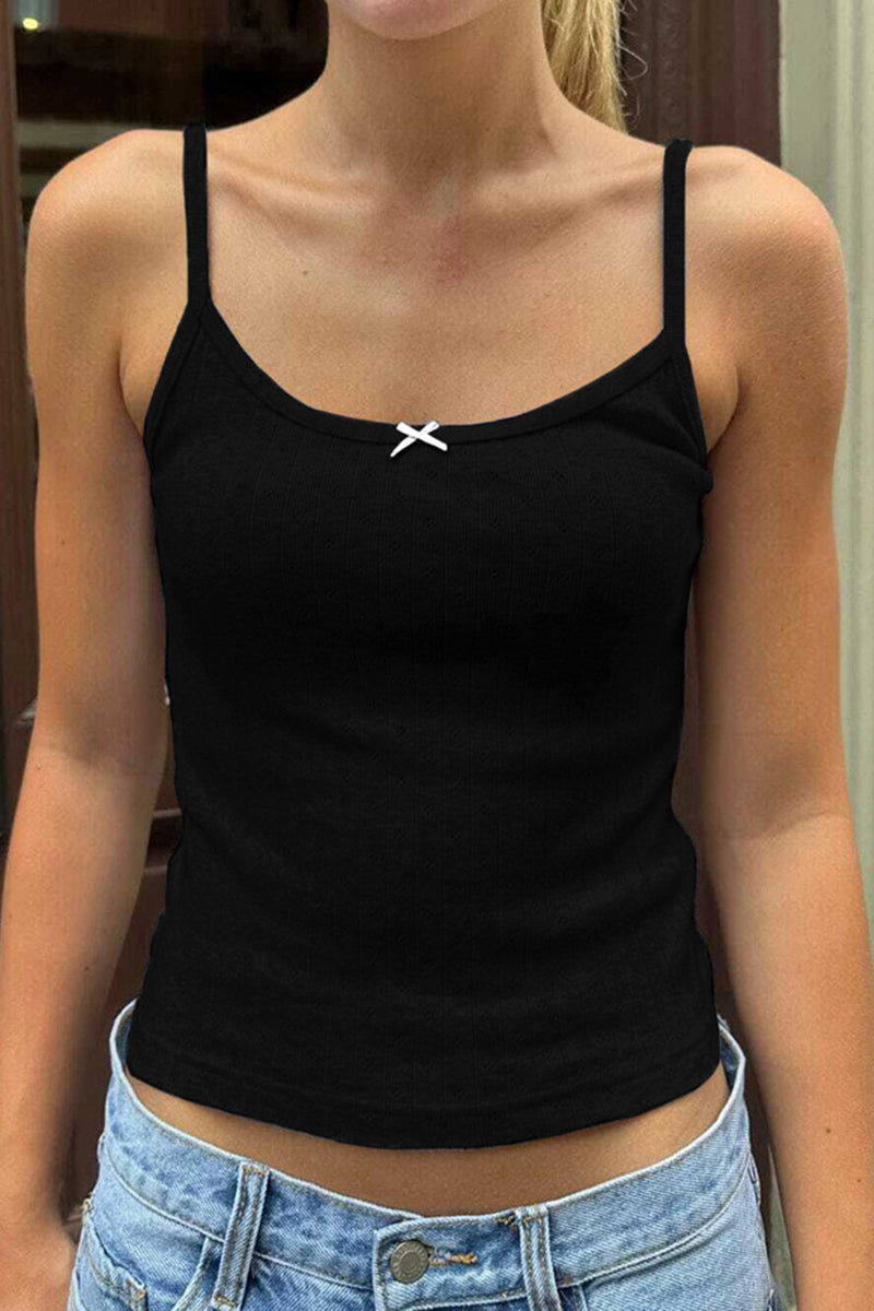 Bow Detail Ribbed Cami Top