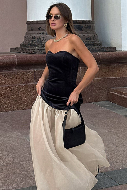 Strapless Panel Maxi Dress