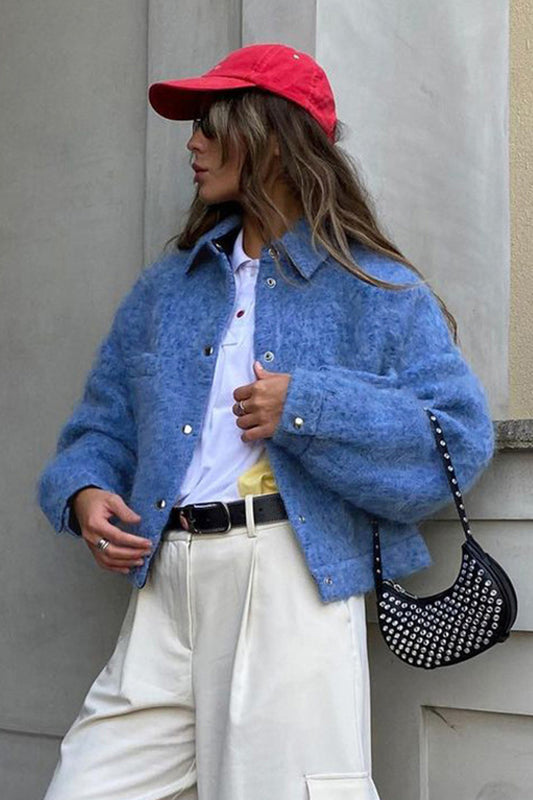 Textured Button-Up Crop Jacket