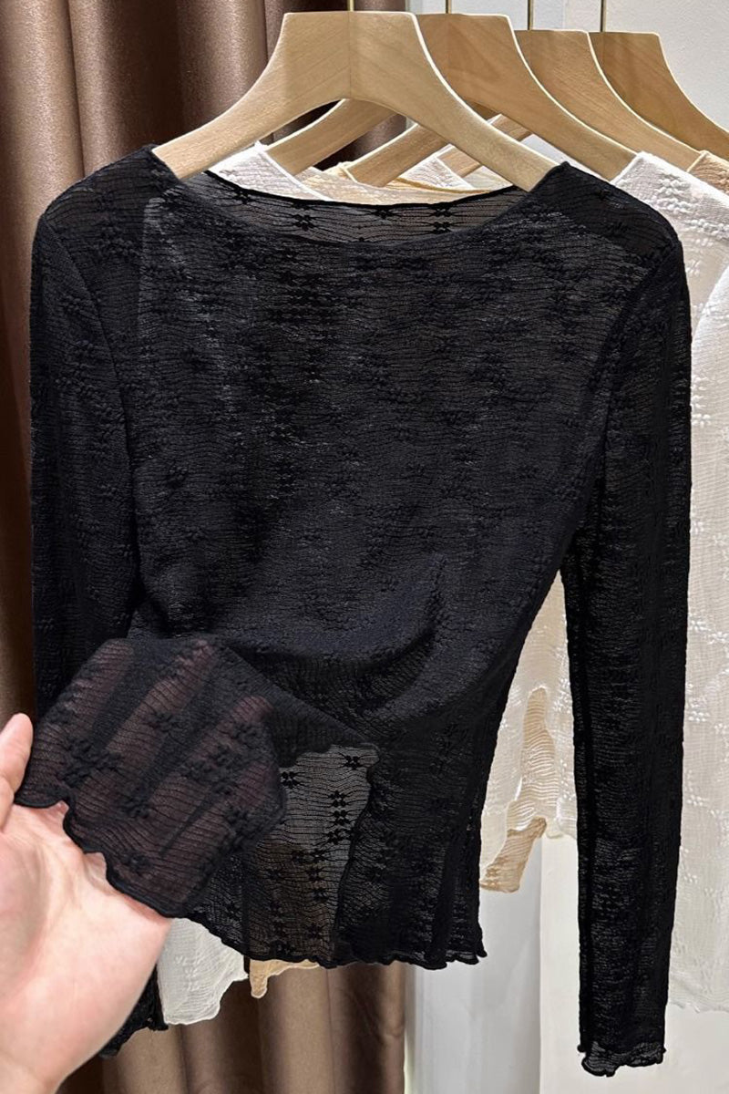 Textured Long Sleeve Top