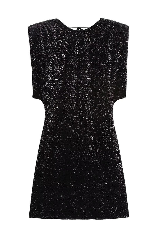 Sequin V-Neck Sleeveless Mini Dress