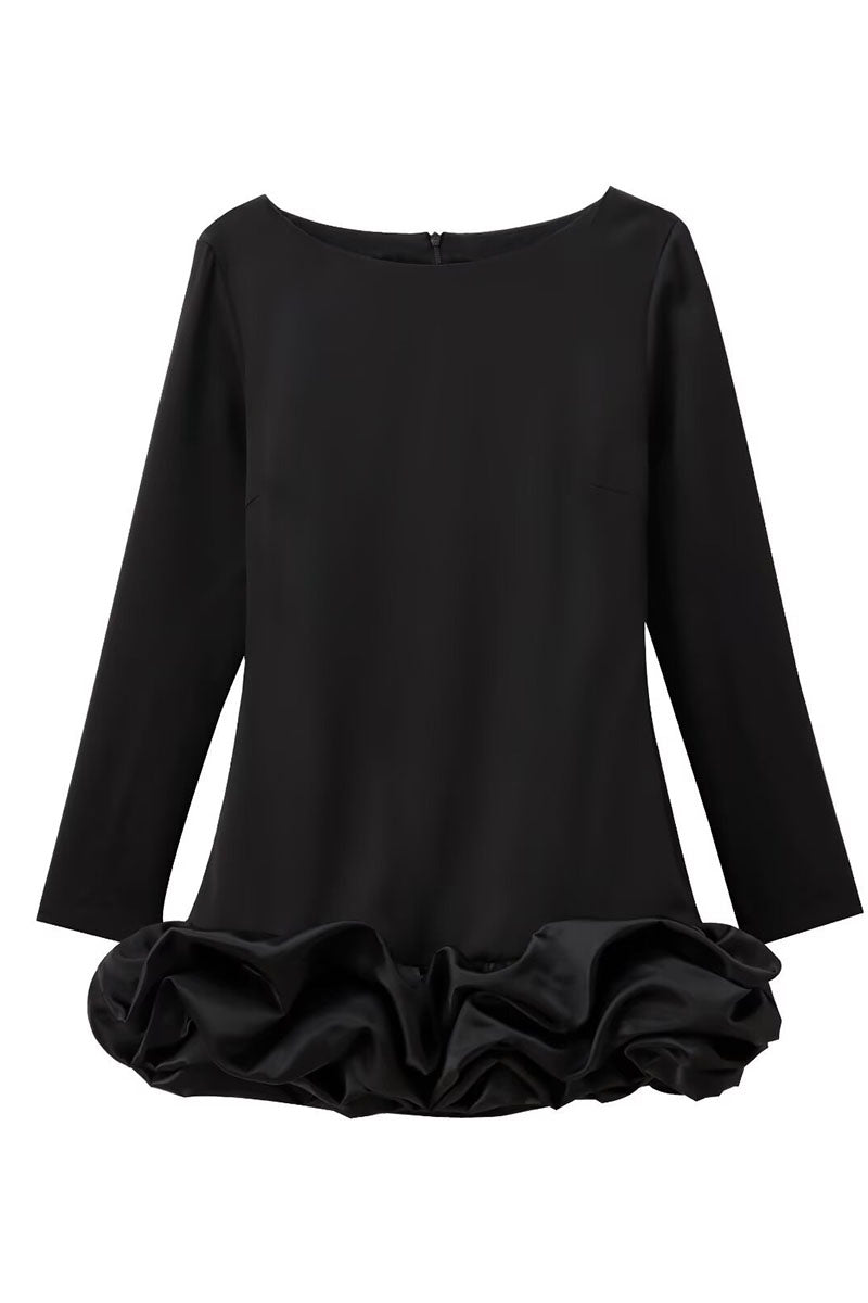 Ruffle Hem Long Sleeve Mini Dress