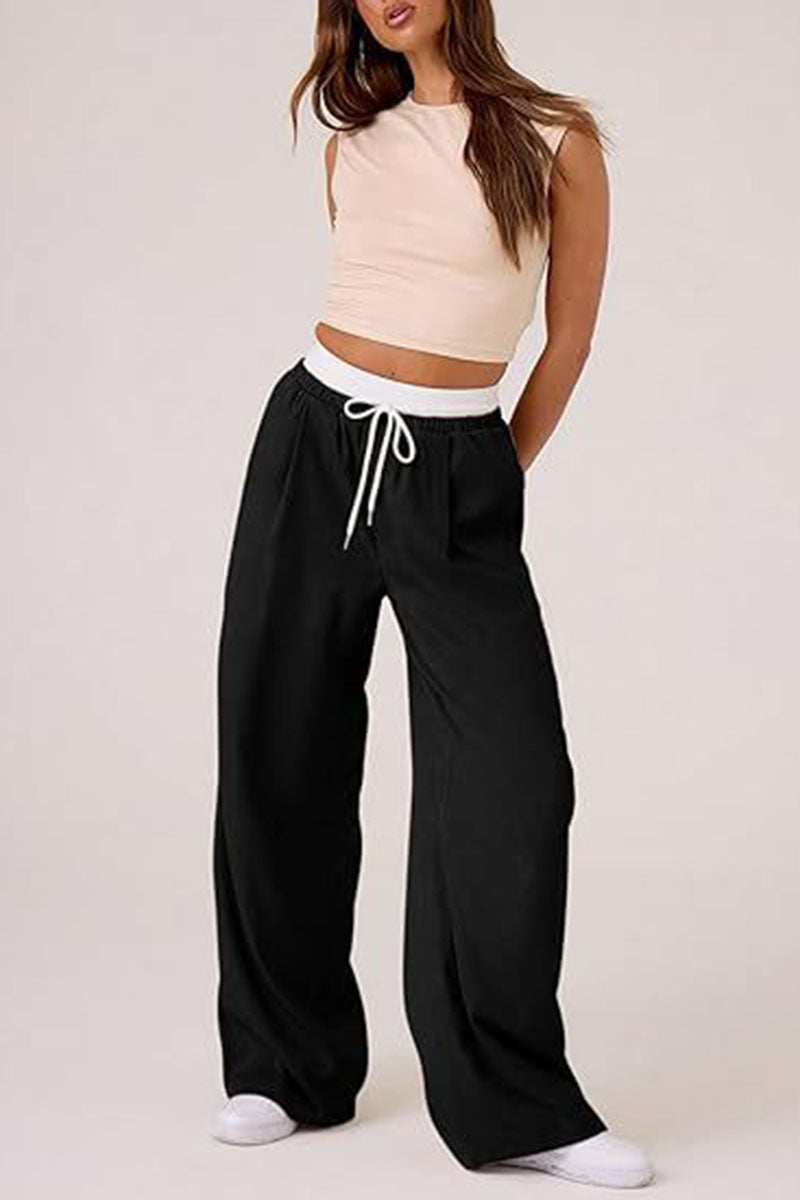 Casual Wide-Leg Drawstring Lounge Pants