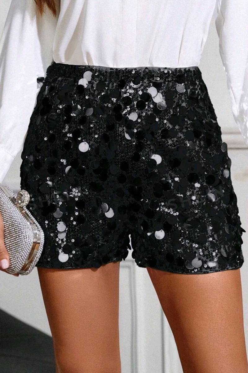 Sequined High-Waist Shorts