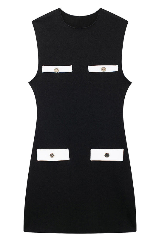 Sleeveless Contrast Trim Mini Dress