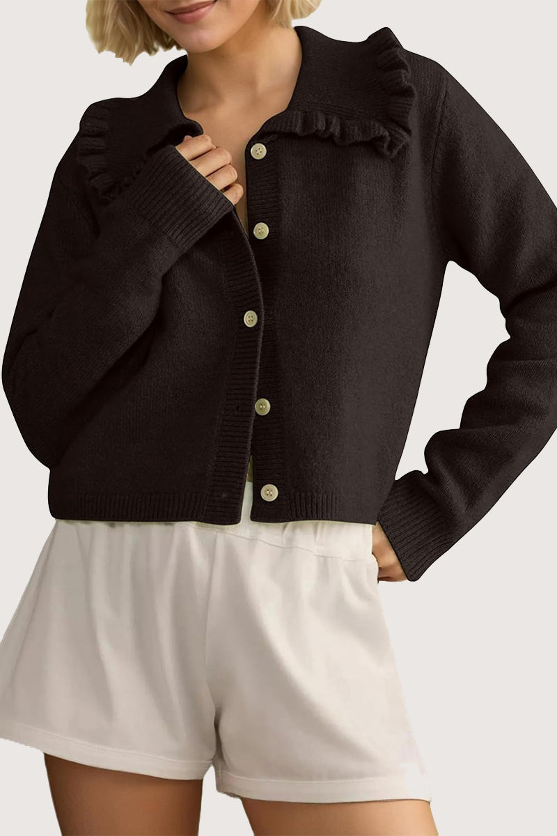 Ruffled Collar Button Cardigan