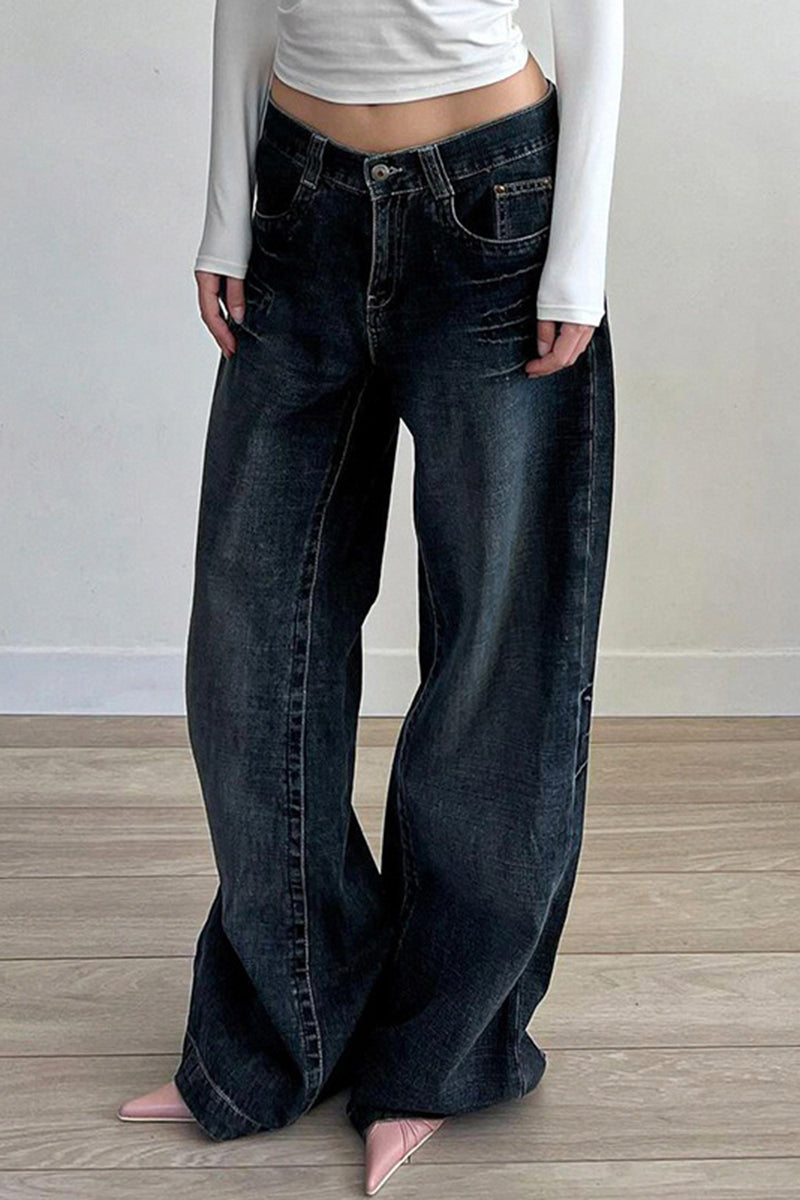 Wide-Leg Denim Pants