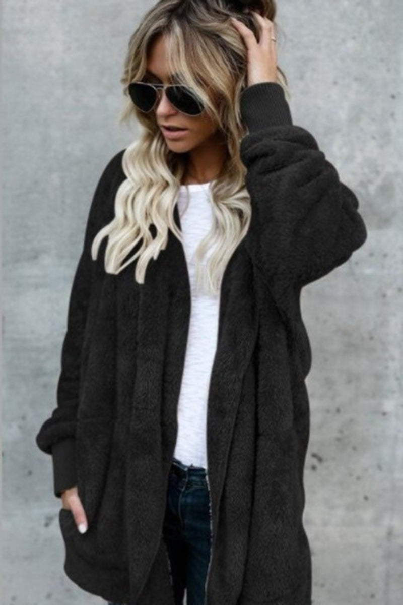 Oversized Fuzzy Open-Front Coat