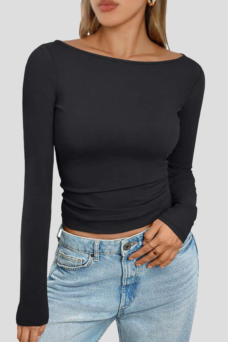 Off-Shoulder Ruched Knit Top