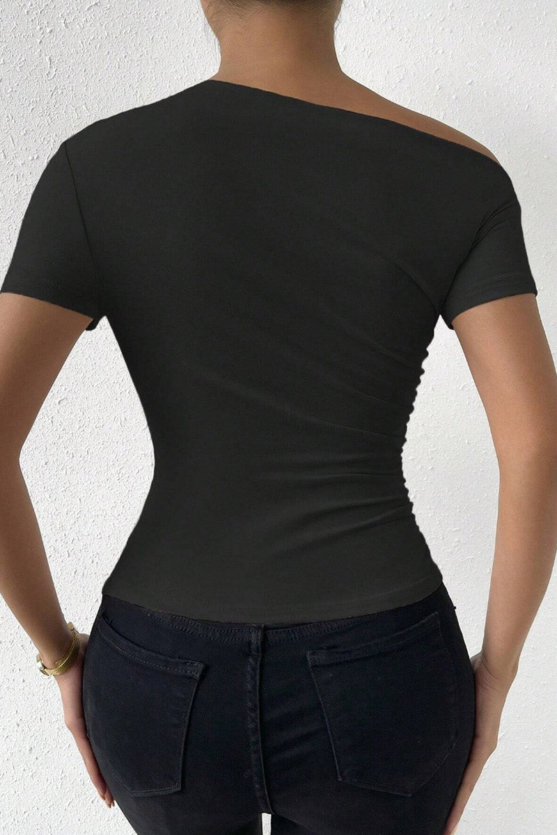 Ruched Off-Shoulder Fitted Top