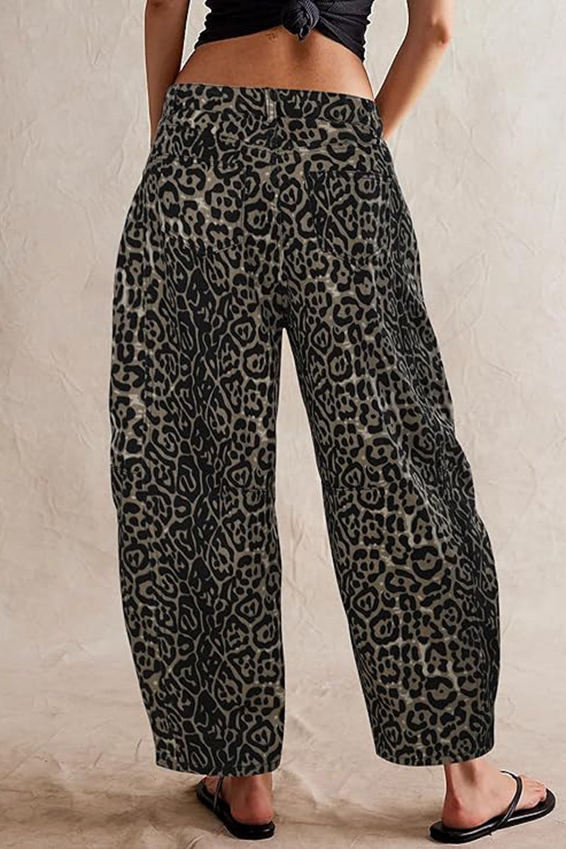 Leopard Print Loose Fit Pants