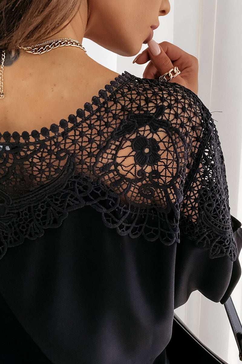 Batwing Sleeve Lace Trim Top