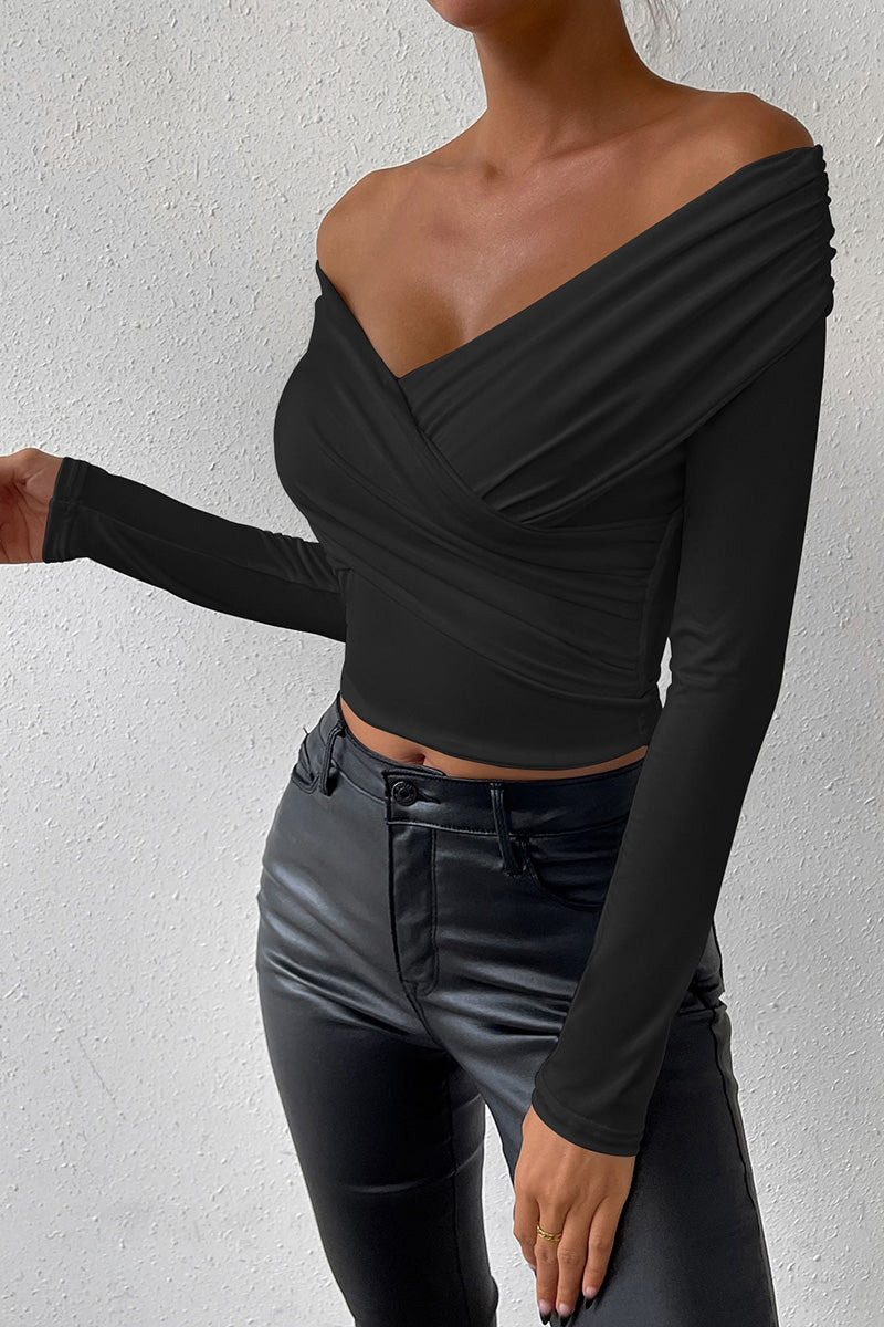 Off-Shoulder Wrap Crop Top