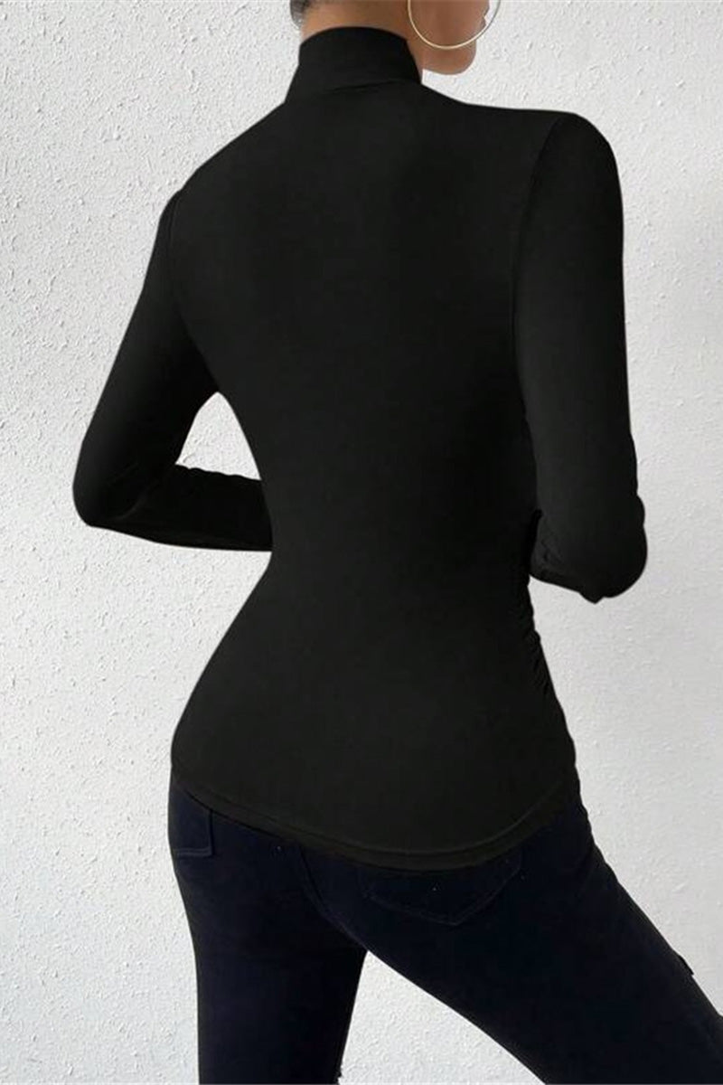 Draped Front Long Sleeve Top