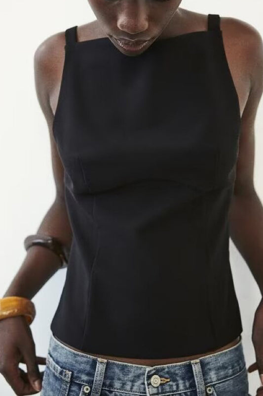 Bow Detail Backless Bustier Top