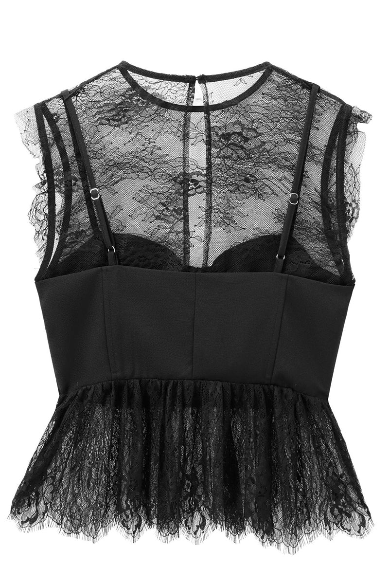 Lace Overlay Bustier Top