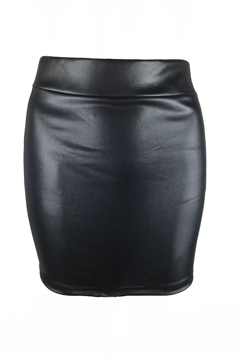 Faux Leather Bodycon Mini Skirt