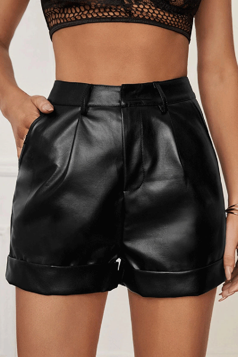 High-Waisted Faux Leather Shorts