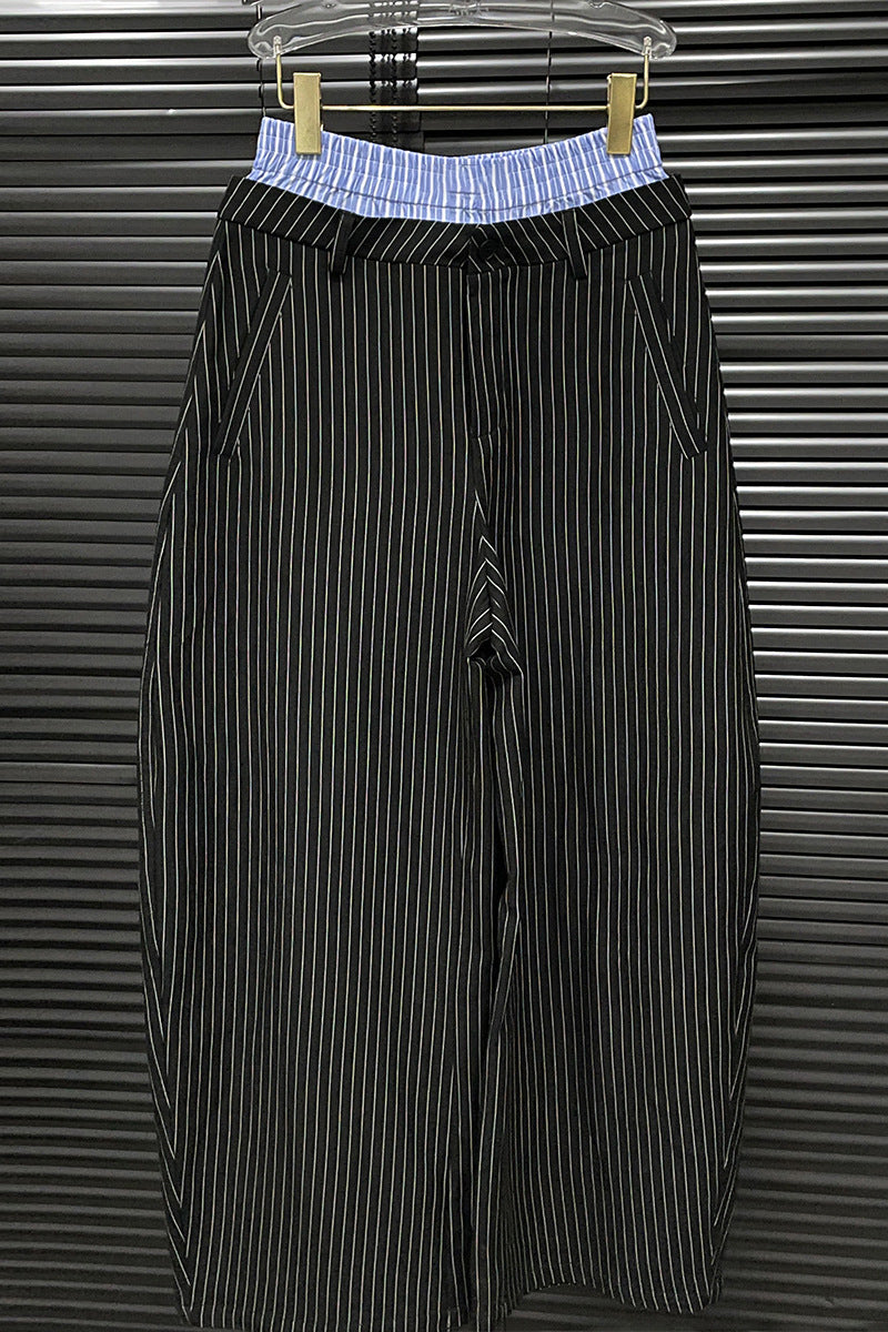 High-Waist Pinstripe Wide-Leg Pants