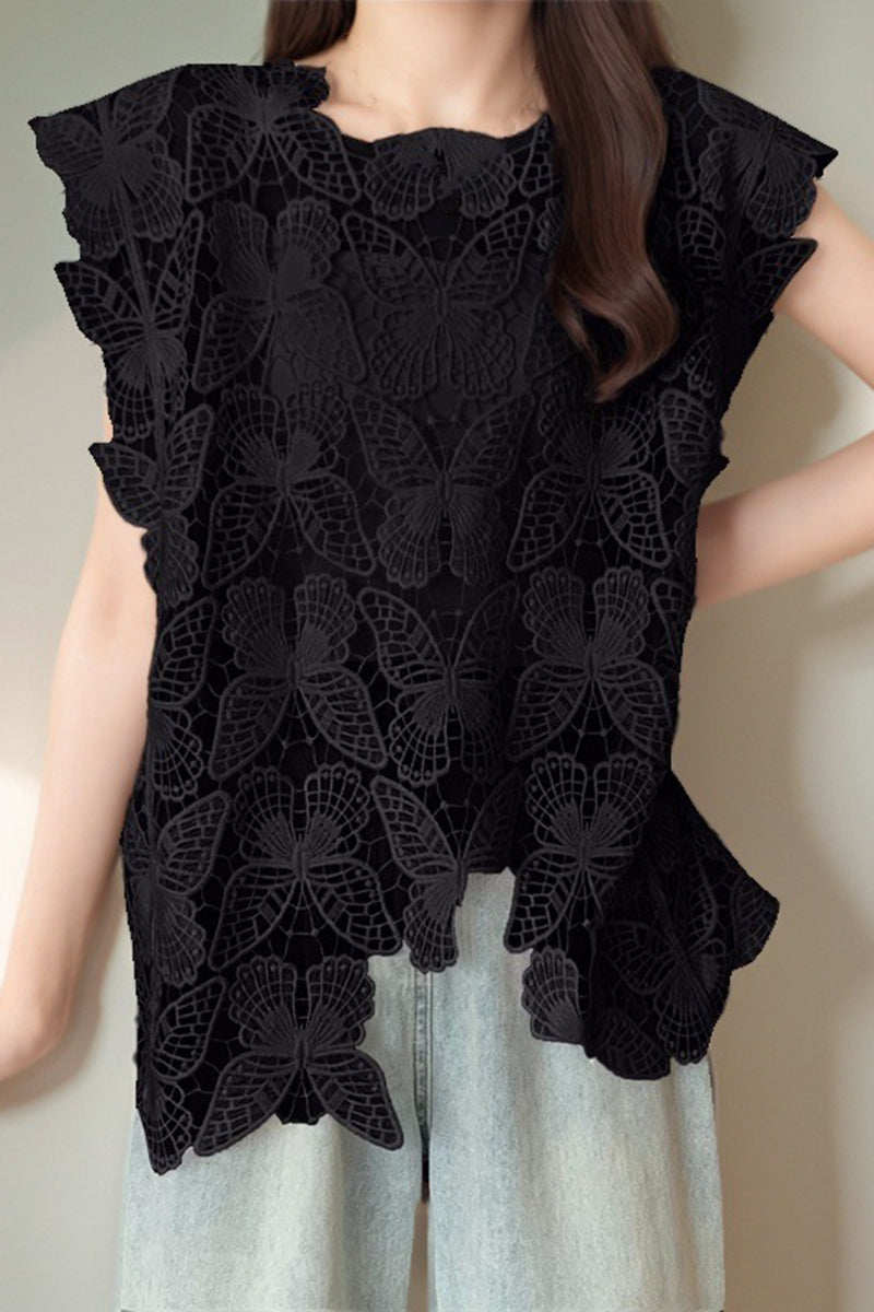 Butterfly Embellished Sleeveless Top