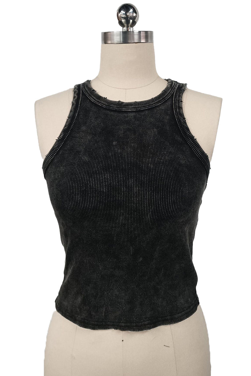 Ribbed Sleeveless Fitted Tank Top