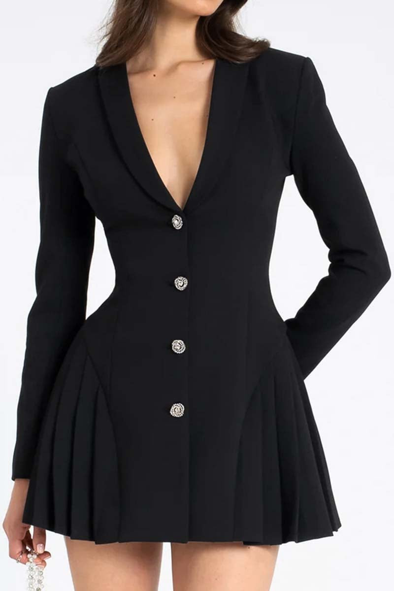 Button-Front Blazer-Inspired Mini Dress