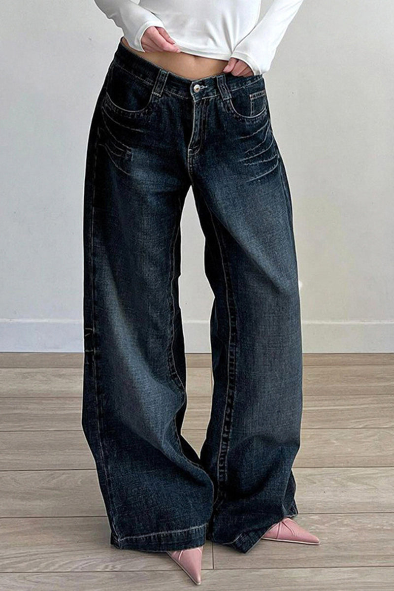 Wide-Leg Denim Pants