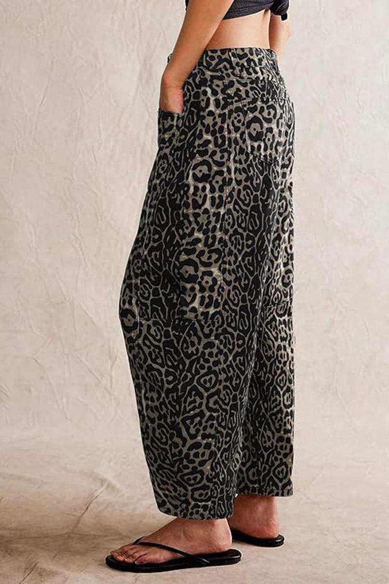 Leopard Print Loose Fit Pants