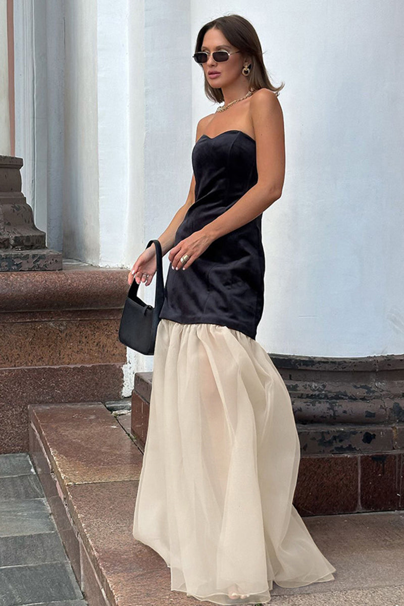 Strapless Panel Maxi Dress