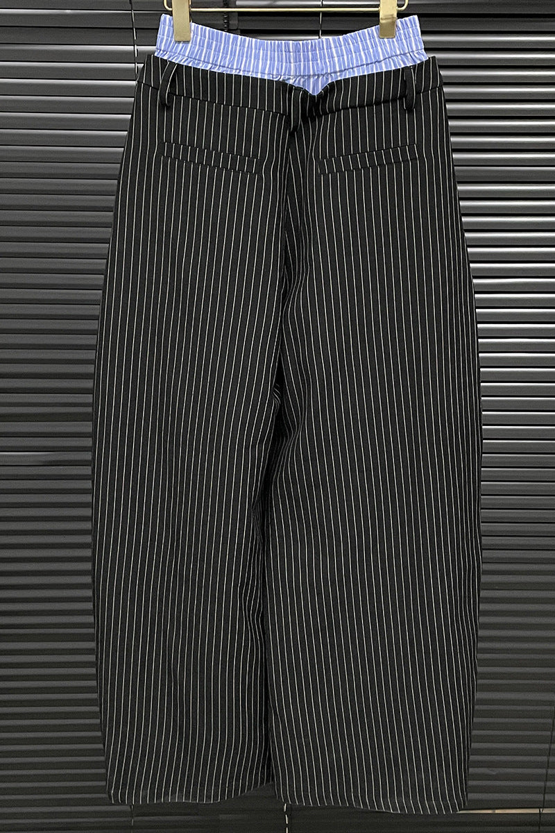 High-Waist Pinstripe Wide-Leg Pants