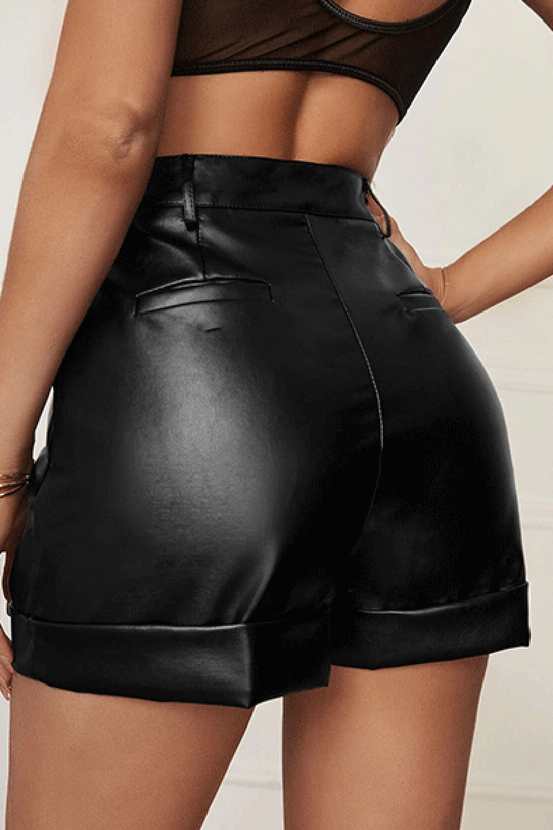 High-Waisted Faux Leather Shorts