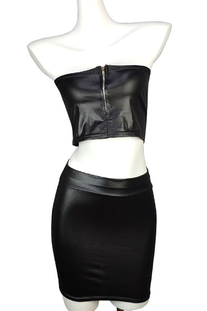 Faux Leather Bodycon Mini Skirt