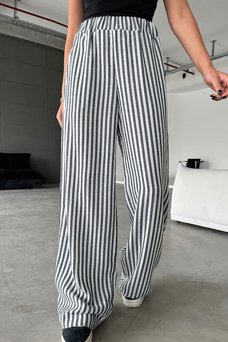 Striped Wide-Leg Casual Pants