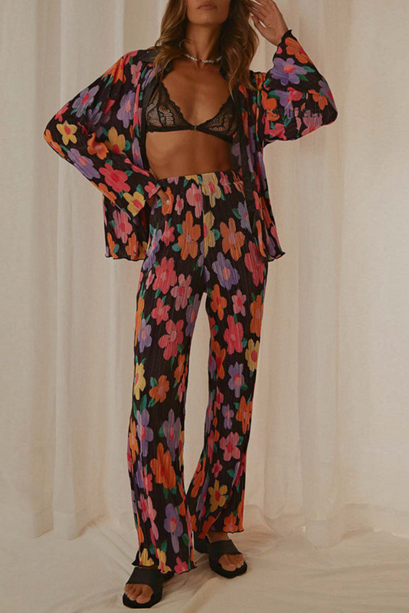 Floral Print Top and Pants Set