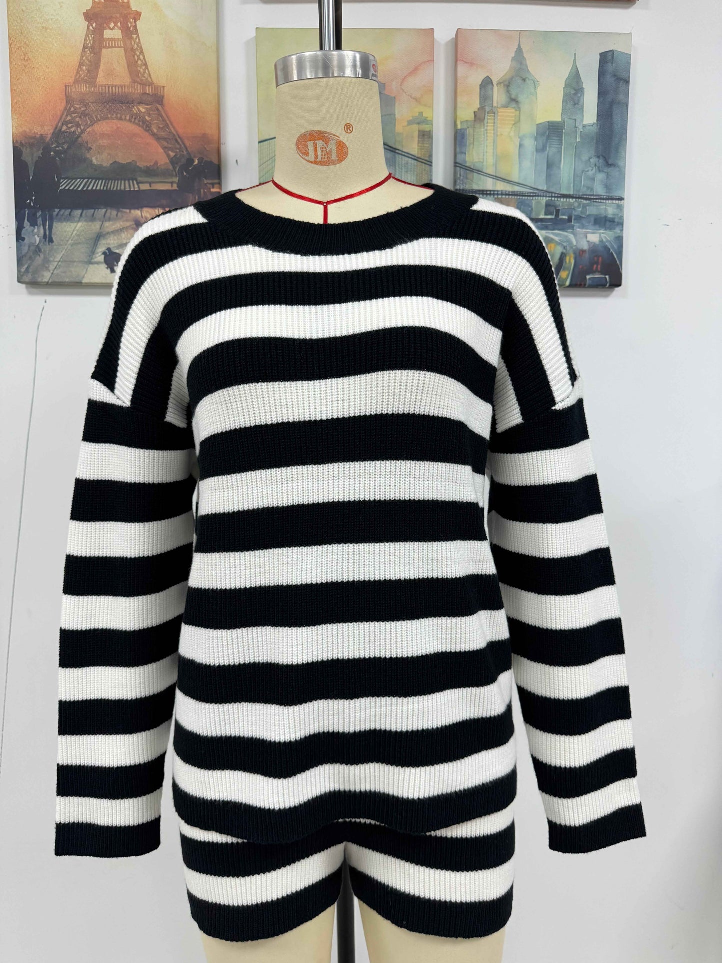 Striped Knit Sweater Set