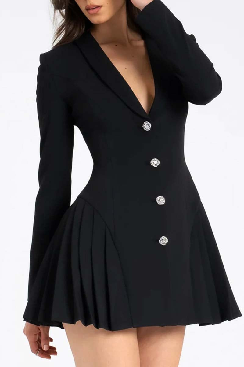 Button-Front Blazer-Inspired Mini Dress