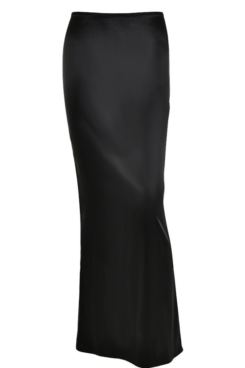 Satin Solid Maxi Skirt