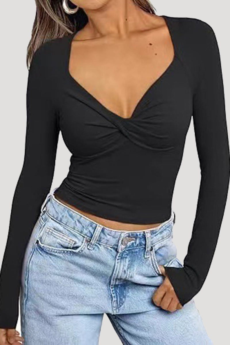 Twist Front Long Sleeve Top