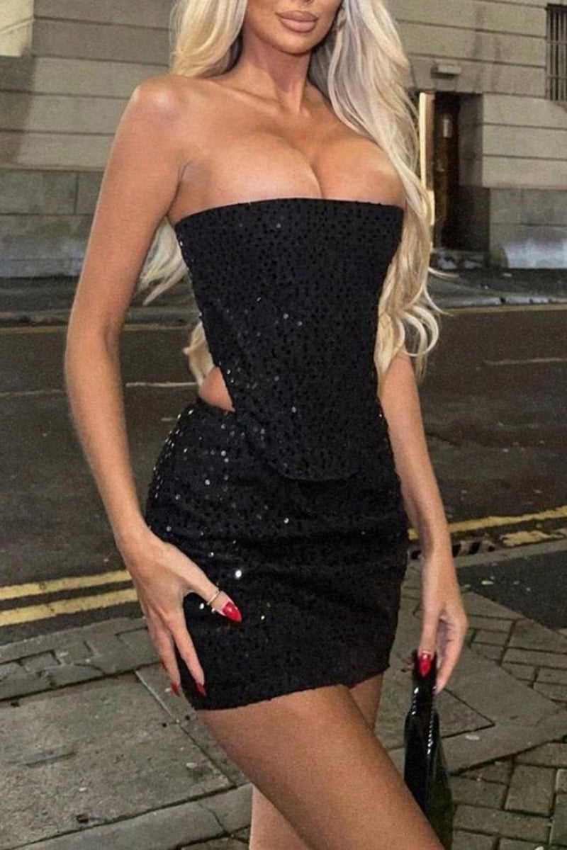 Strapless Sequin Mini Dress