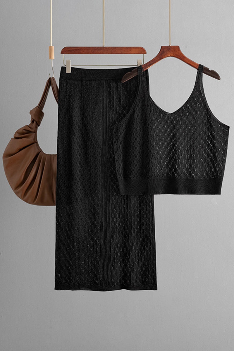 Textured Knit Tank and Skirt Set