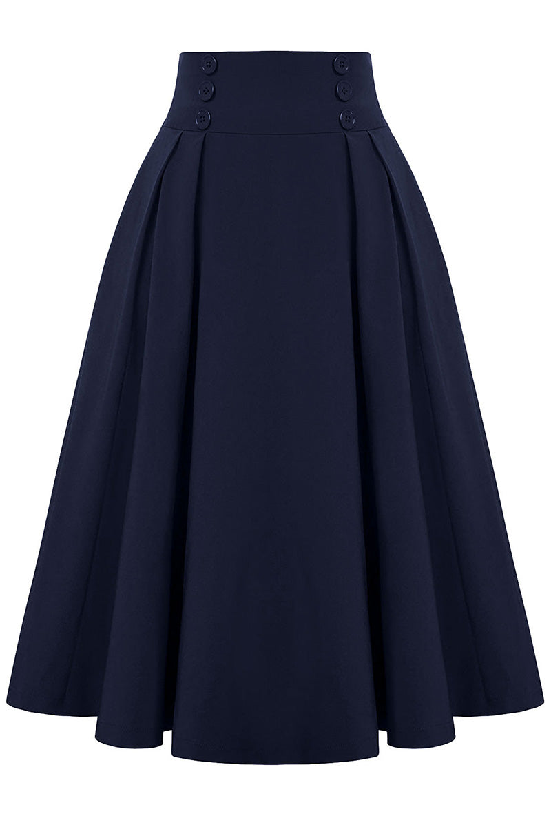 A-Line Pleated Midi Skirt