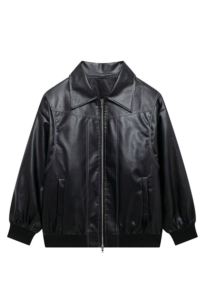 Zip-Up Faux Leather Jacket