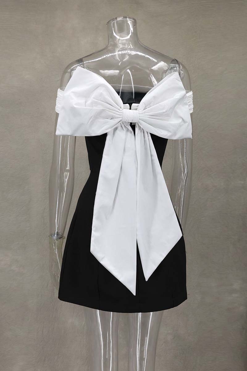 Open-Back Mini Dress with Statement Bow