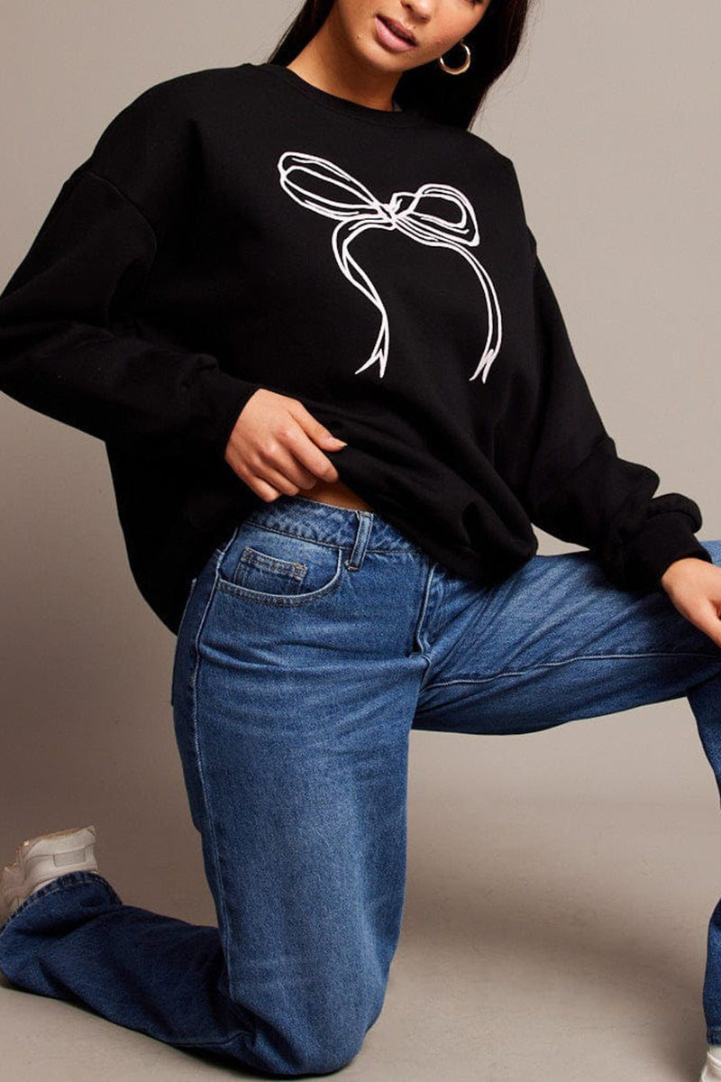 Bow Graphic Pullover Top