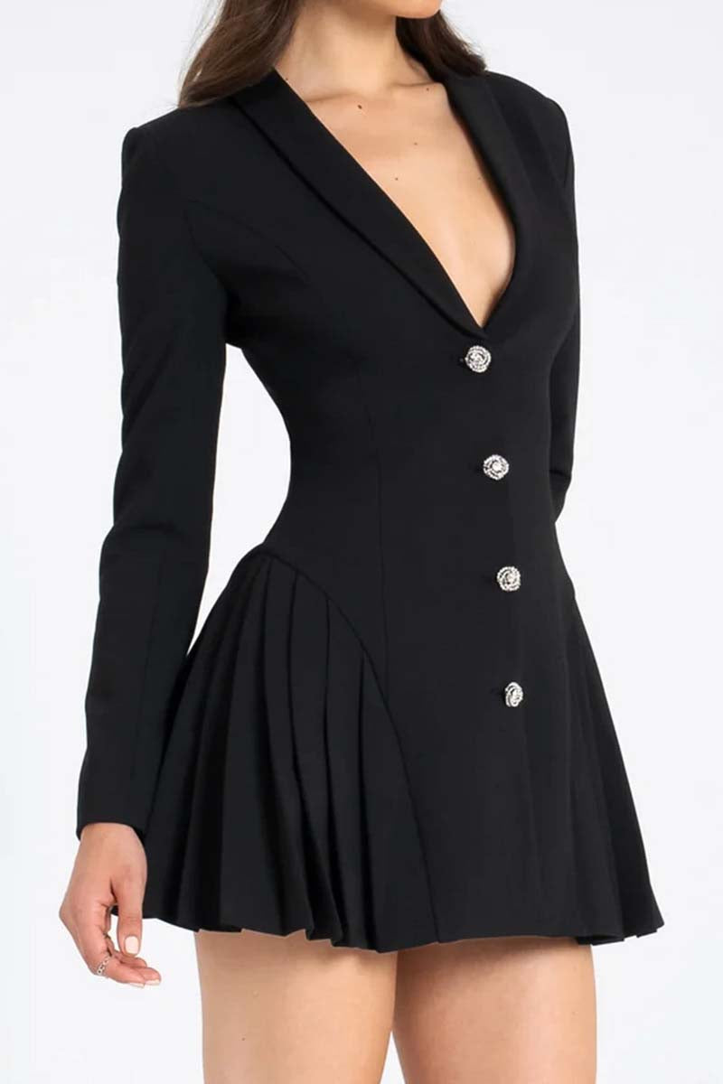 Button-Front Blazer-Inspired Mini Dress