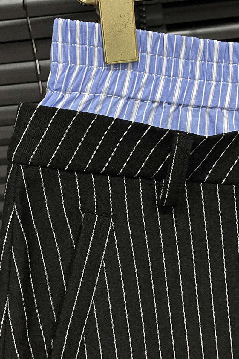 High-Waist Pinstripe Wide-Leg Pants