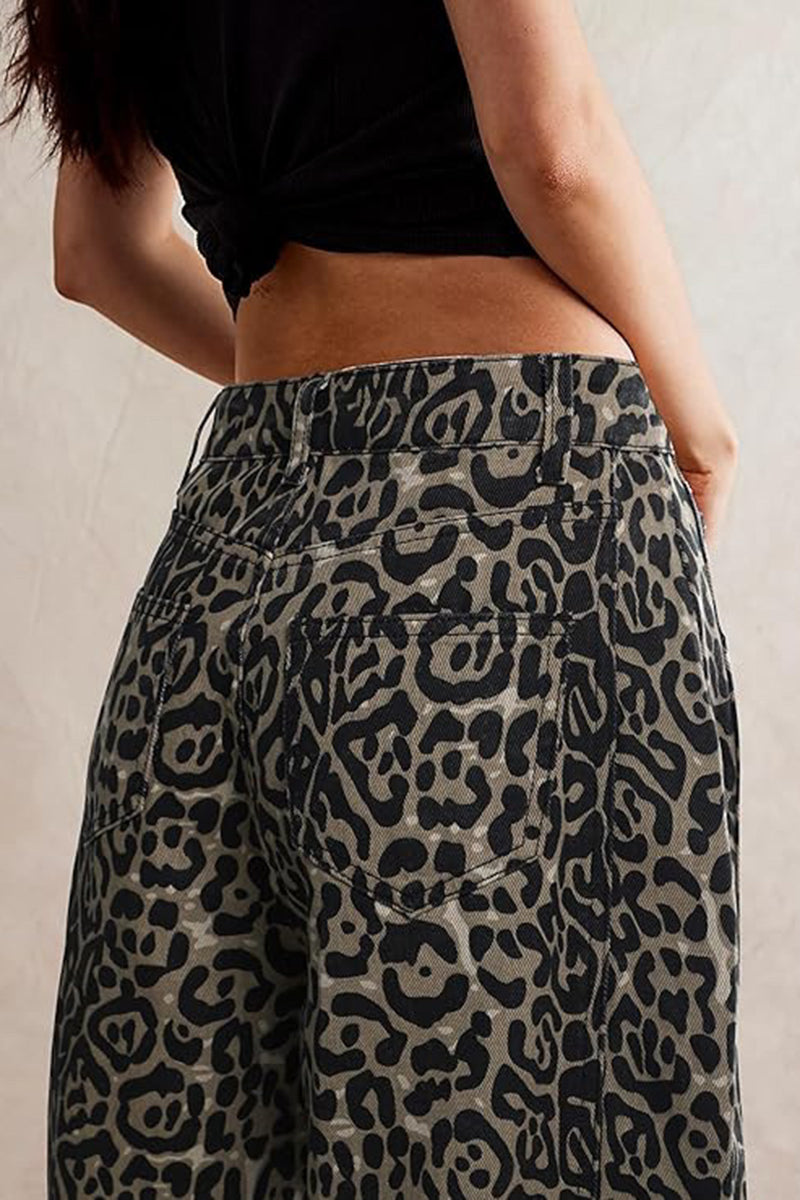 Leopard Print Loose Fit Pants